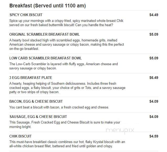 Krystal - Muscle Shoals, AL menu_pic