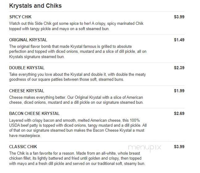 Krystal - Muscle Shoals, AL menu_pic