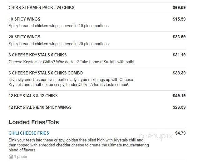 Krystal - Muscle Shoals, AL menu_pic