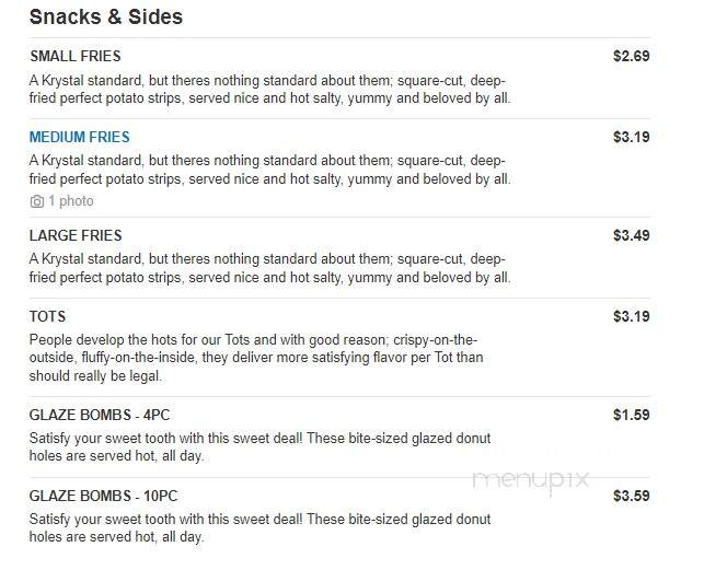 Krystal - Muscle Shoals, AL menu_pic