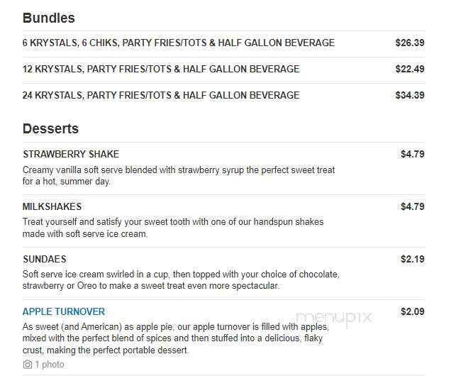 Krystal - Muscle Shoals, AL menu_pic