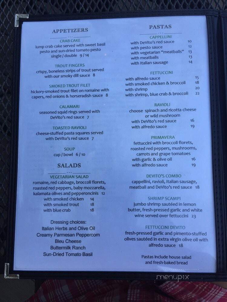 De Vito's Restaurant - Eureka Springs, AR menu_pic