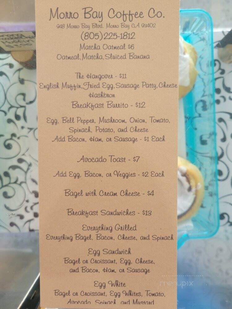 Morro Bay Coffee Co - Morro Bay, CA menu_pic