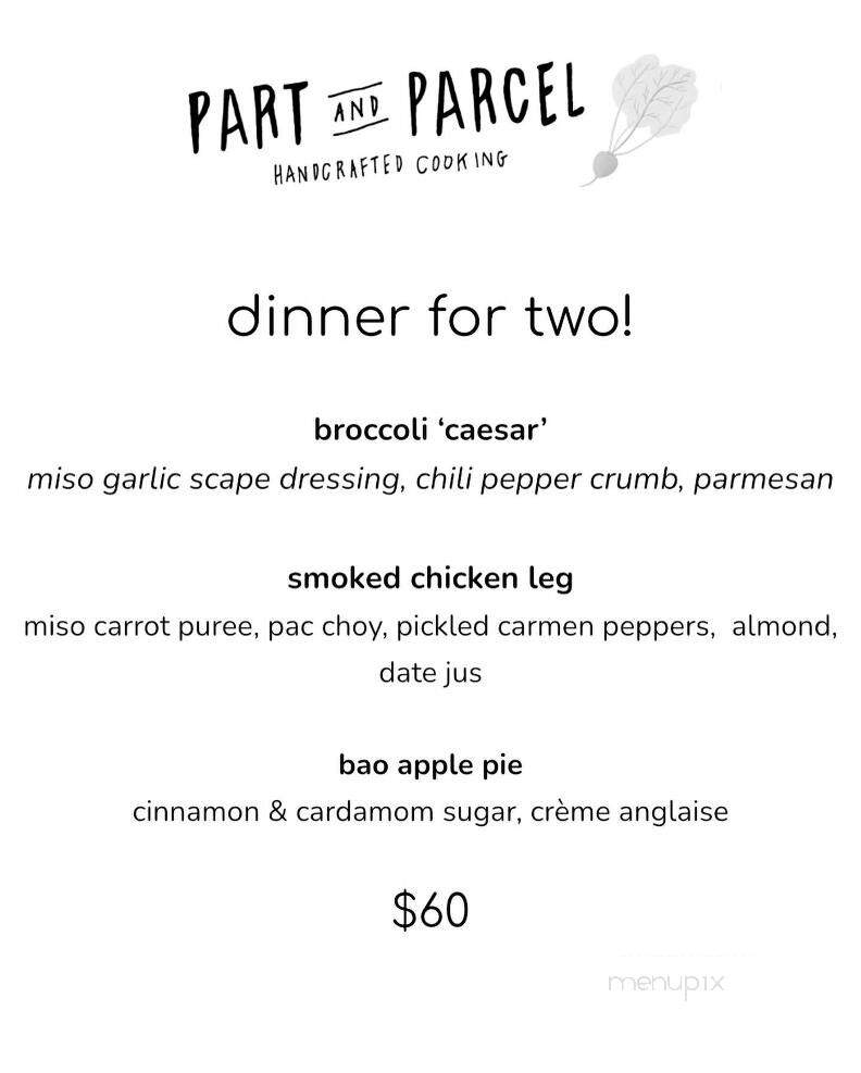 Part and Parcel - Victoria, BC menu_pic