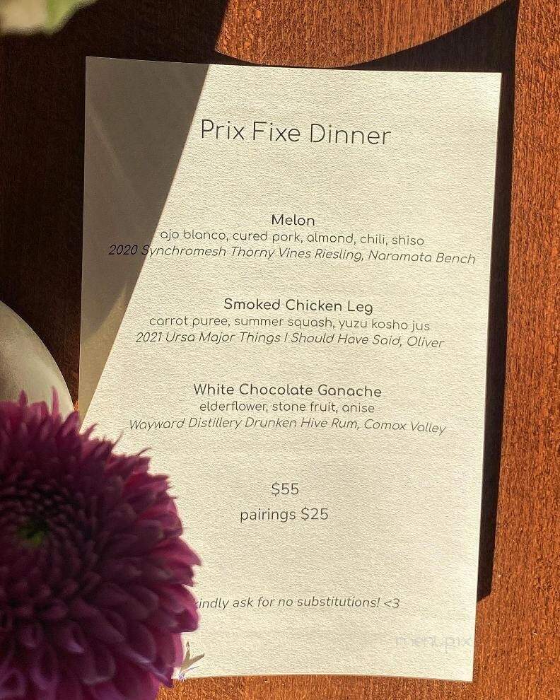 Part and Parcel - Victoria, BC menu_pic