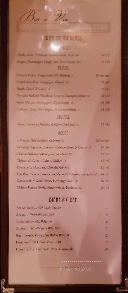Bar a Vin - Washington, DC menu_pic