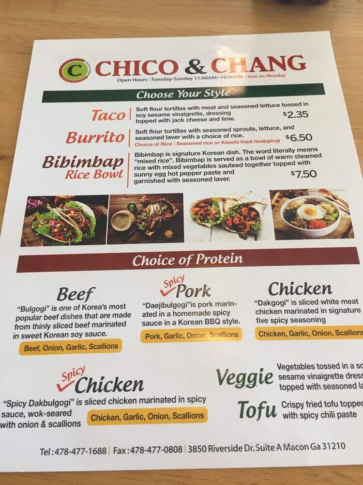 Chico and Chang - Macon, GA menu_pic