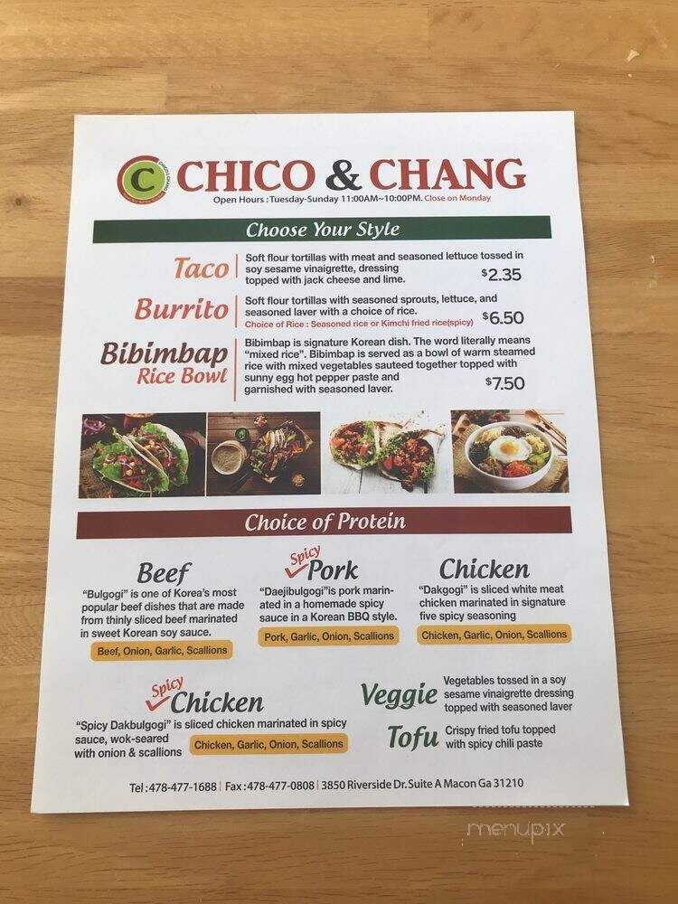 Chico and Chang - Macon, GA menu_pic