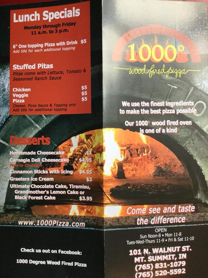 1000 Degrees Neapolitan Pizzeria - Mt. Summit, IN menu_pic