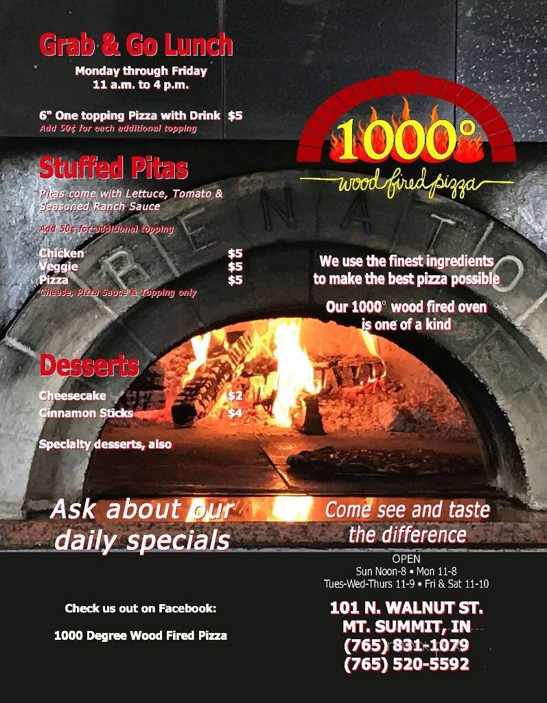 1000 Degrees Neapolitan Pizzeria - Mt. Summit, IN menu_pic