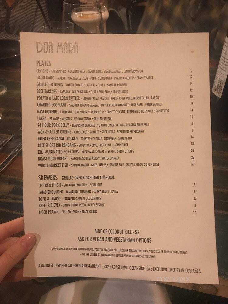 Dija Mara - Oceanside, CA menu_pic
