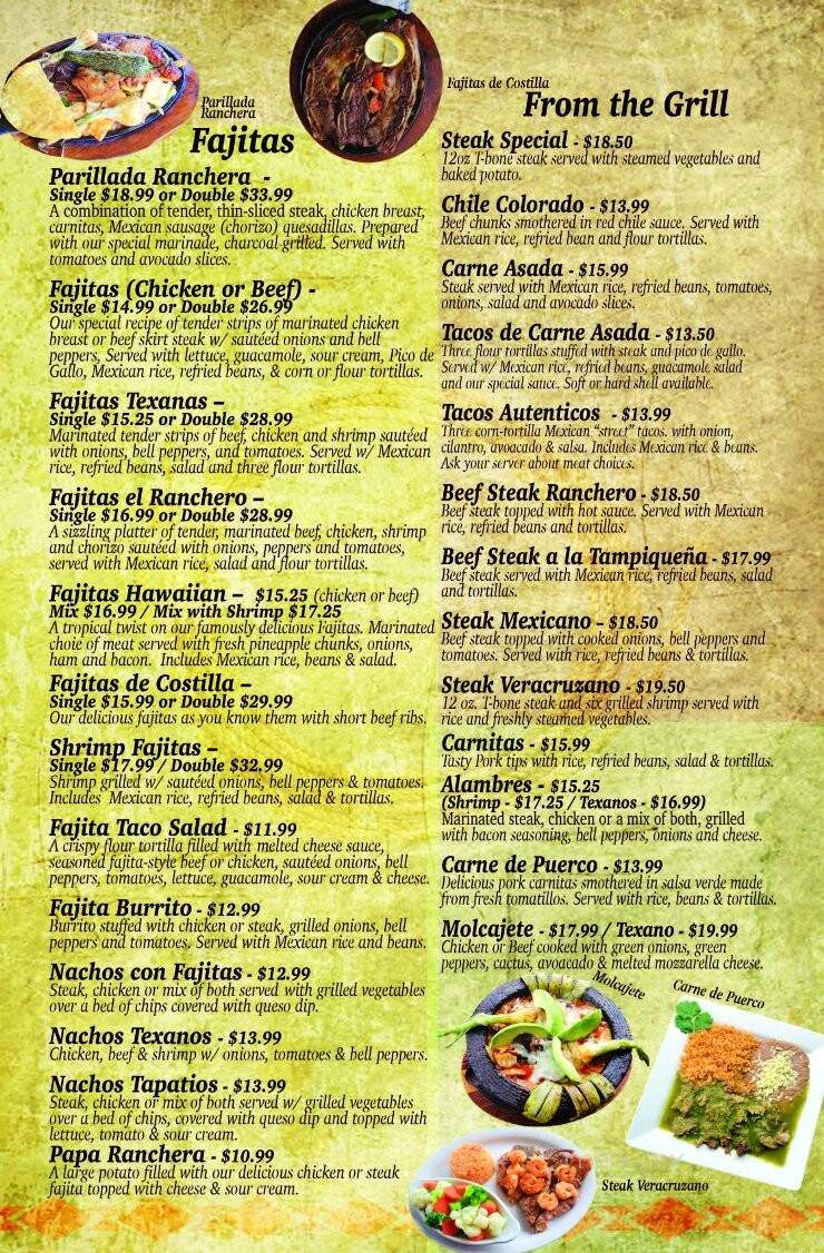El Ranchero Mexican Grill and Bar - White House, TN menu_pic