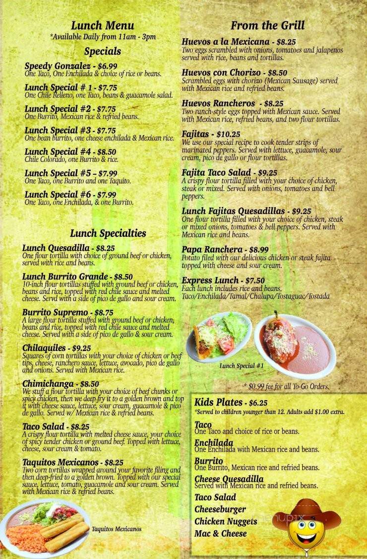 El Ranchero Mexican Grill and Bar - White House, TN menu_pic