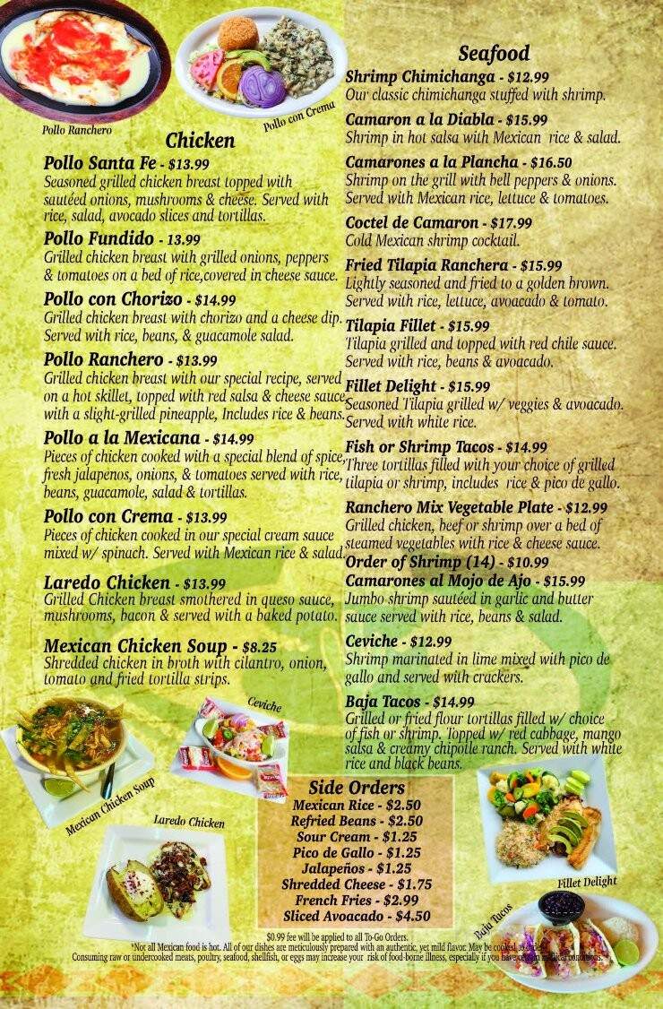 El Ranchero Mexican Grill and Bar - White House, TN menu_pic