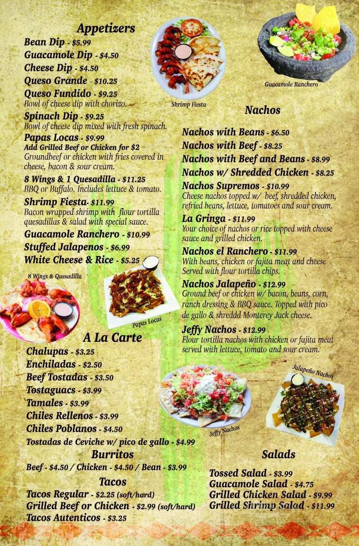 El Ranchero Mexican Grill and Bar - White House, TN menu_pic