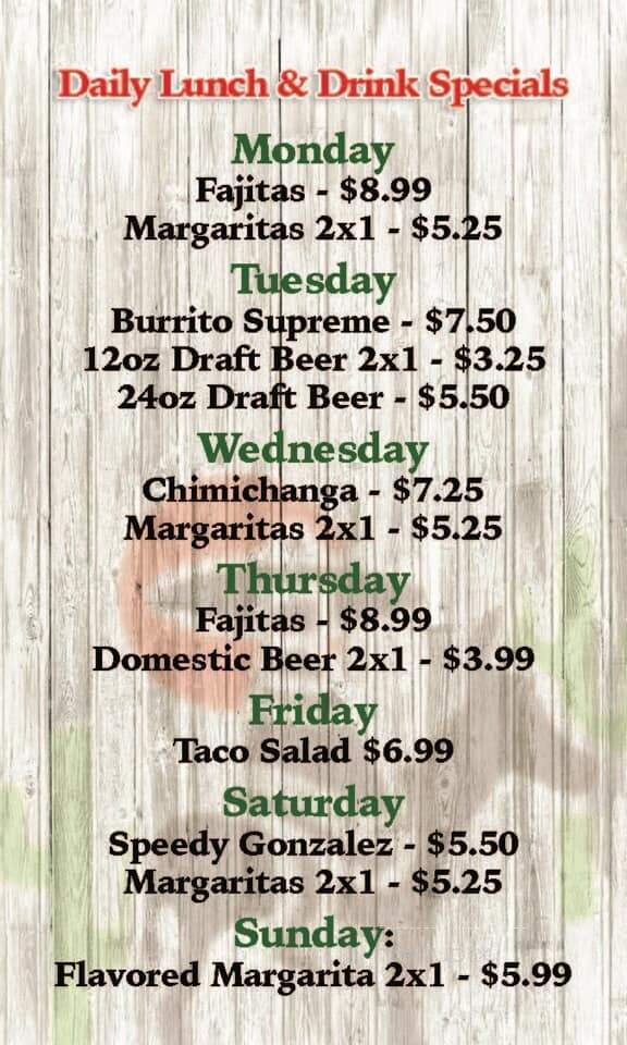 El Ranchero Mexican Grill and Bar - White House, TN menu_pic