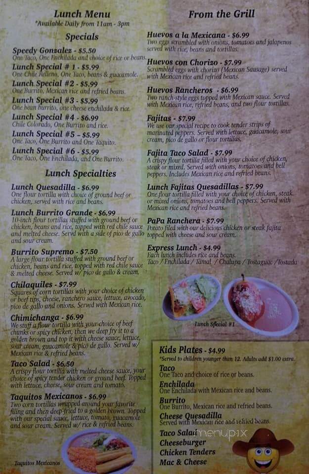 El Ranchero Mexican Grill and Bar - White House, TN menu_pic
