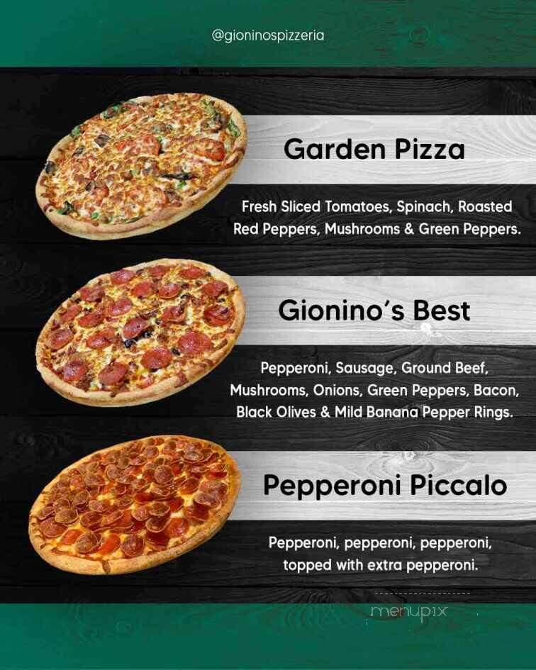 Gionino's Pizzeria - Canal Fulton, OH menu_pic