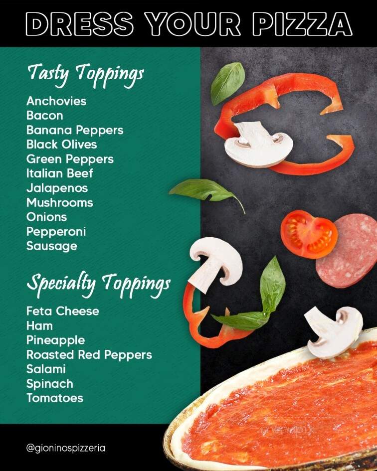 Gionino's Pizzeria - Canal Fulton, OH menu_pic