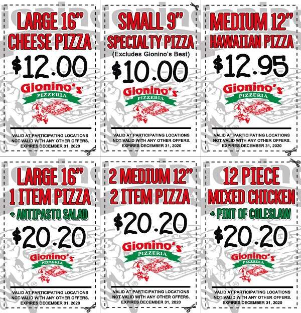 Gionino's Pizzeria - Canal Fulton, OH menu_pic