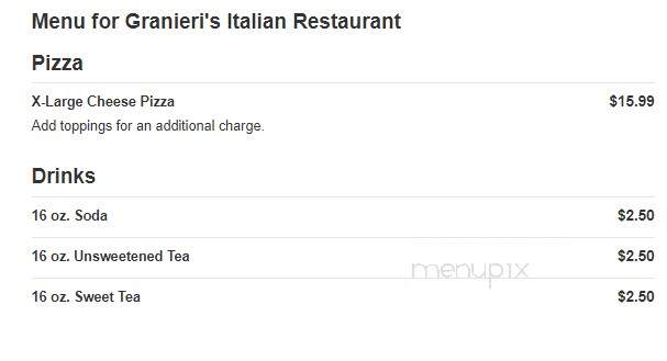 Granieri's Italian Restaurant - Andrews, NC menu_pic