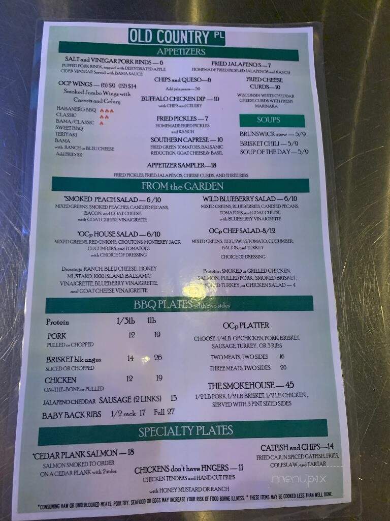 Old Country Place - Canton, GA menu_pic
