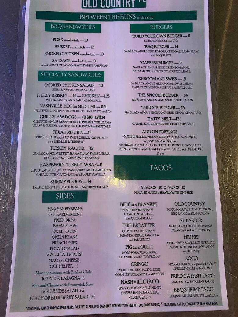 Old Country Place - Canton, GA menu_pic