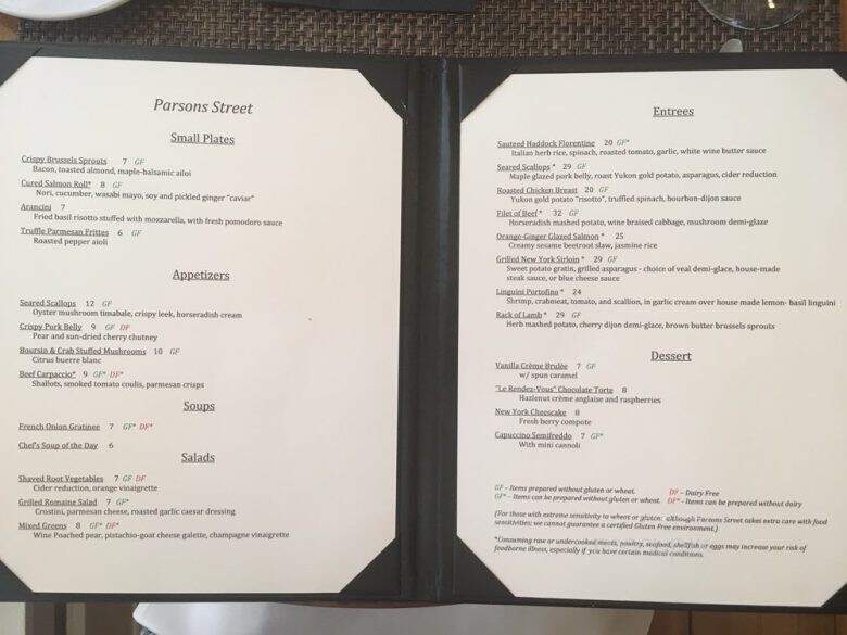 Parsons Street - Colebrook, NH menu_pic