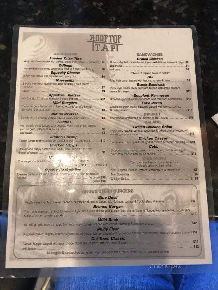 Rooftop Tap - Palos Heights, IL menu_pic