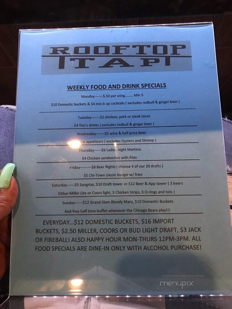 Rooftop Tap - Palos Heights, IL menu_pic