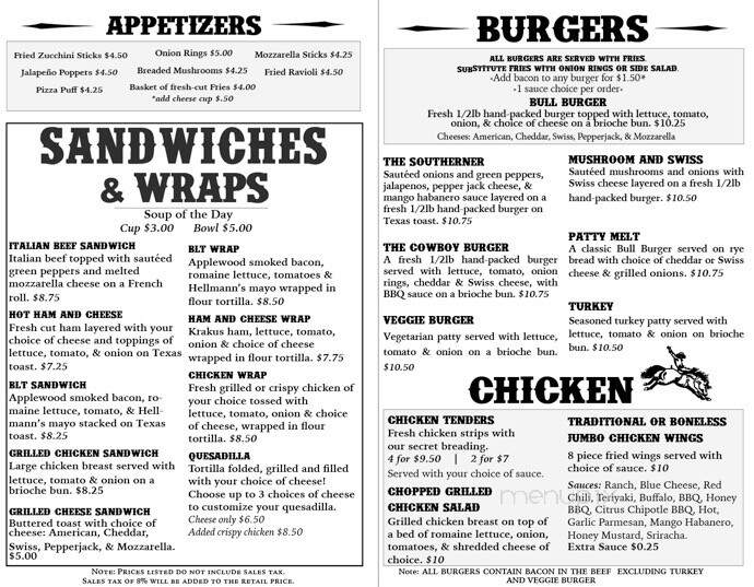 Sit-N-Bull Saloon - Beecher, IL menu_pic