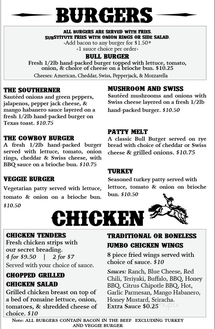 Sit-N-Bull Saloon - Beecher, IL menu_pic