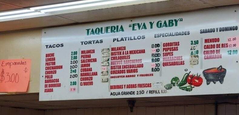 Taqueria Eva y Gaby - Durham, NC menu_pic