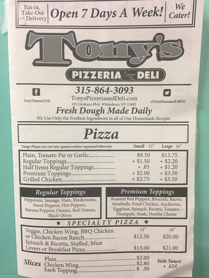 Tony's Pizzeria & Deli - Whitesboro, NY