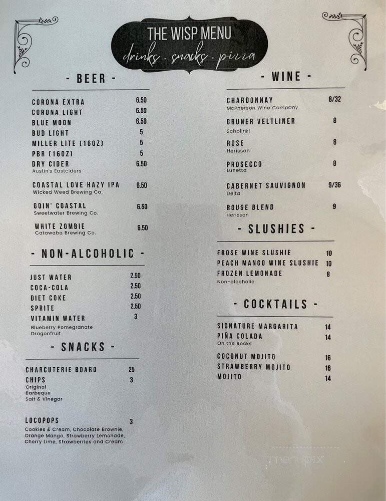 Will O' The Wisp - Bald Head Island, NC menu_pic