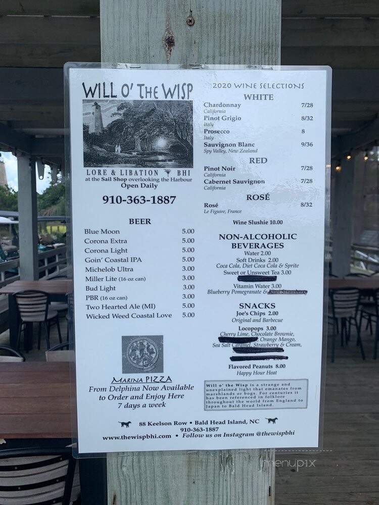Will O' The Wisp - Bald Head Island, NC menu_pic