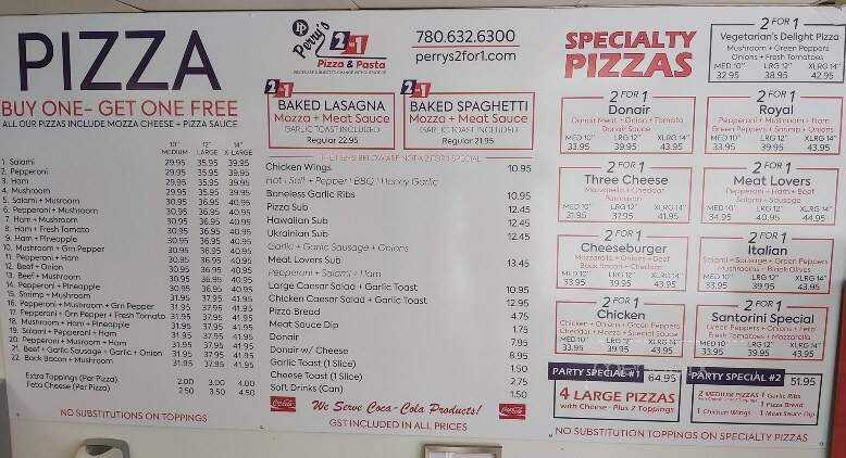 Perry's 2 for 1 Pizza & Pasta - Vegreville, AB