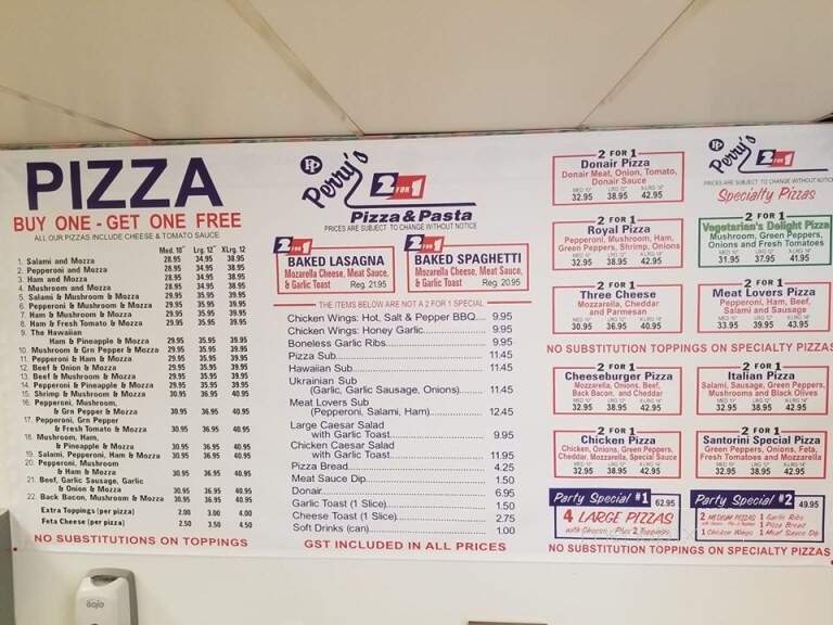 Perry's 2 for 1 Pizza & Pasta - Vegreville, AB menu_pic