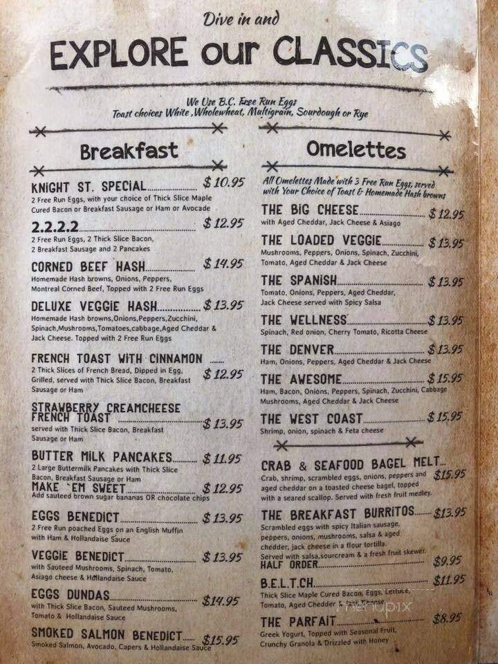 Knight Street Cafe - Vancouver, BC menu_pic