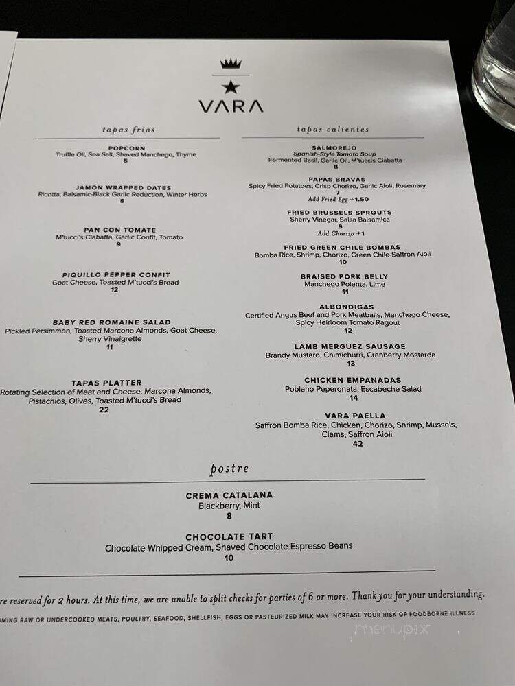 Vara - Albuquerque, NM menu_pic