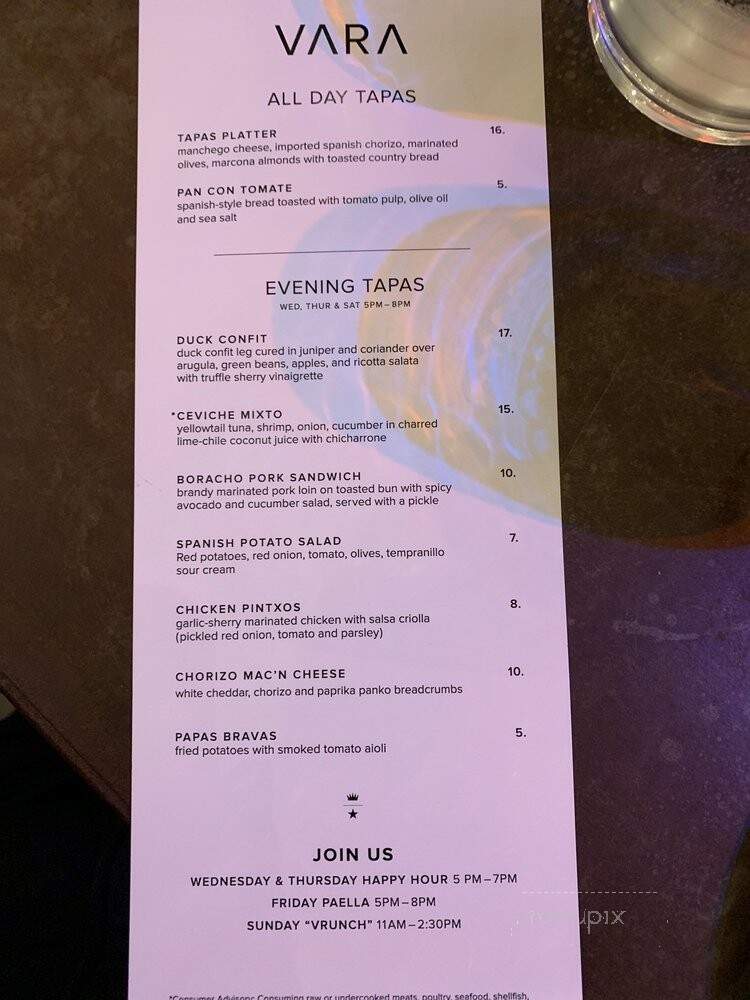 Vara - Albuquerque, NM menu_pic