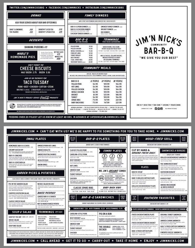 Jim 'N Nick's Bar-B-Q - McDonough, GA menu_pic