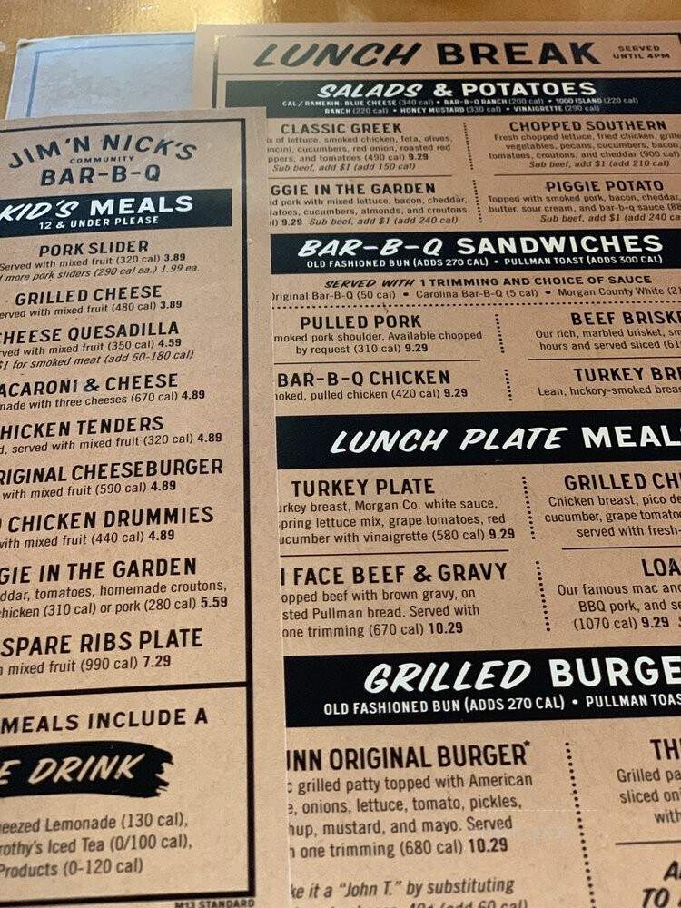 Jim 'N Nick's Bar-B-Q - McDonough, GA menu_pic