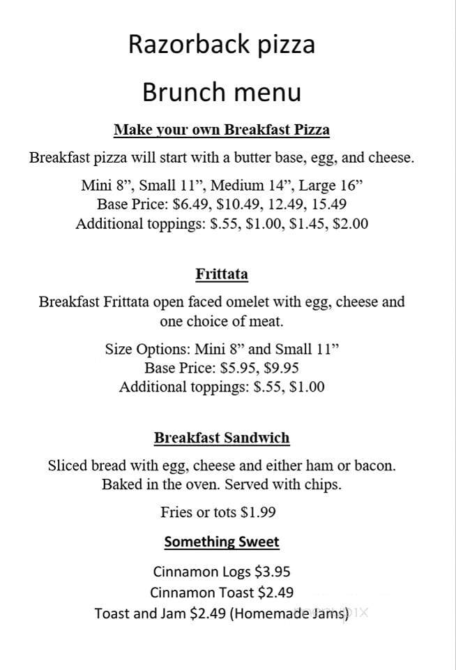 Jim's Razorback Pizza - Conway, AR menu_pic