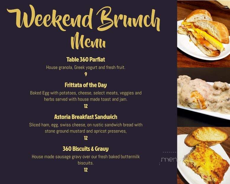 Table 360 Bakery & Bistro - Astoria, OR menu_pic
