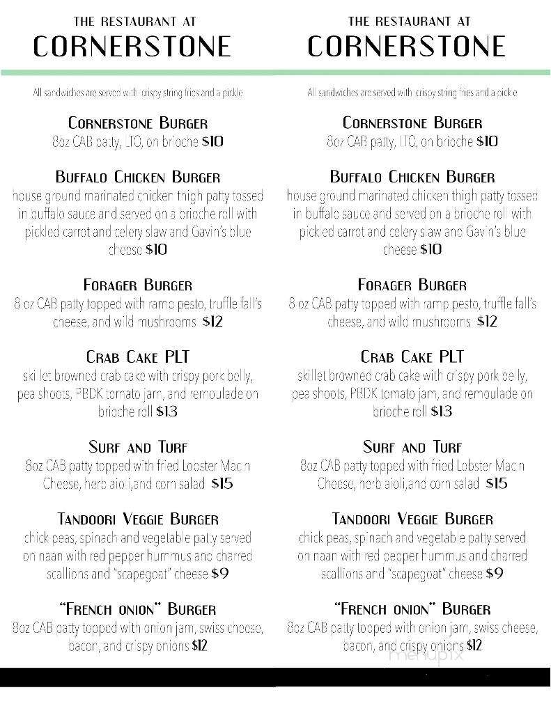 Cornerstone at the Plaza - Albany, NY menu_pic