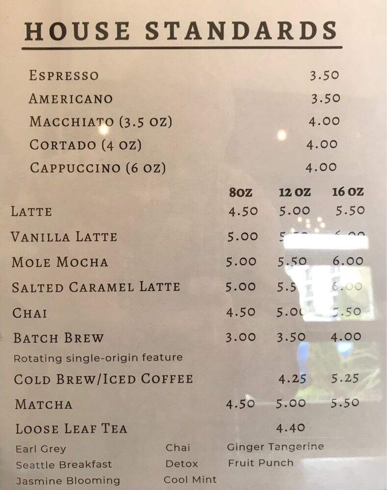 Venture Coffee - Seattle, WA menu_pic