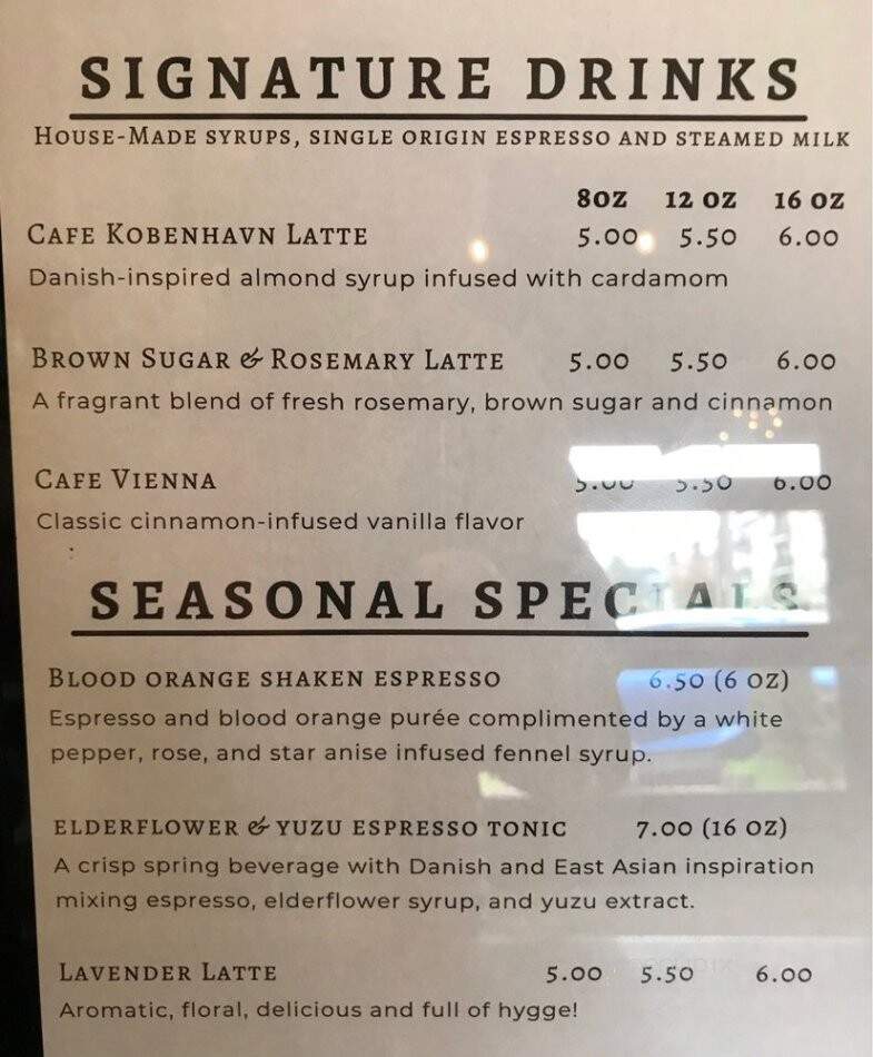 Venture Coffee - Seattle, WA menu_pic