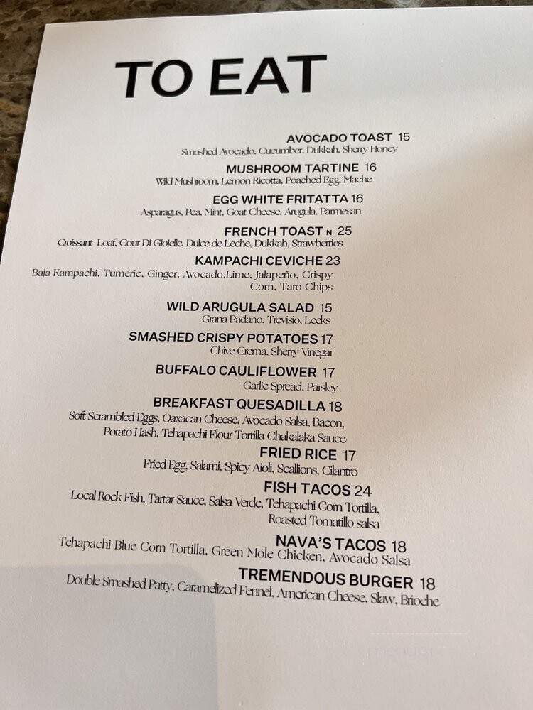 Gran Blanco - Venice, CA menu_pic
