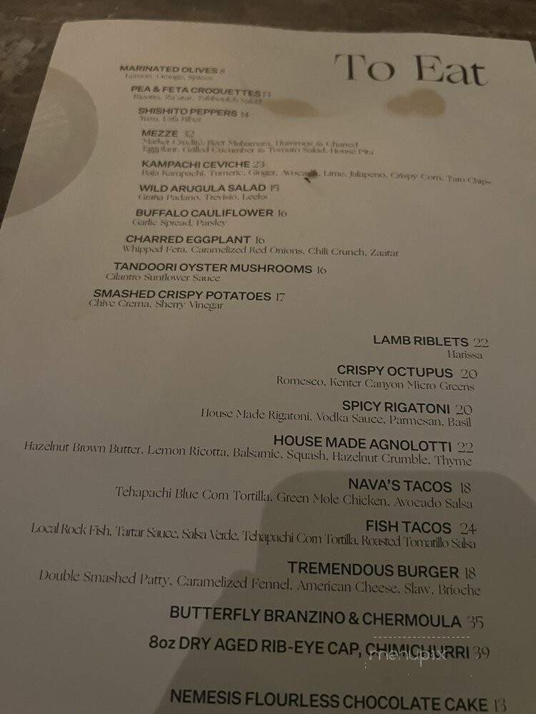 Gran Blanco - Venice, CA menu_pic